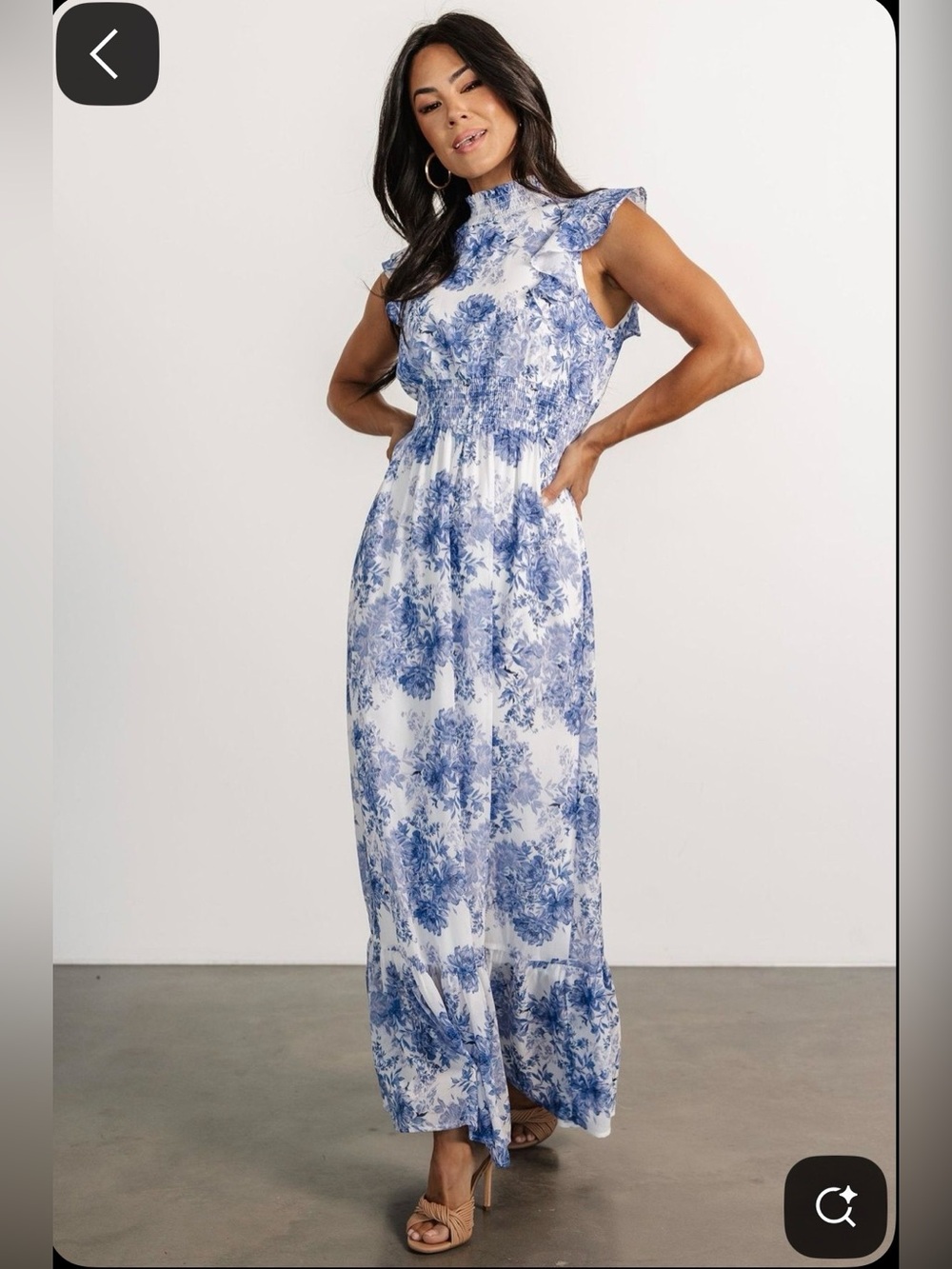 Kearny Ruffle Maxi Dress | White + Blue Floral
